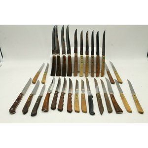 Vtg Hartford Imperial Delco Steak Knives Wooden Ba